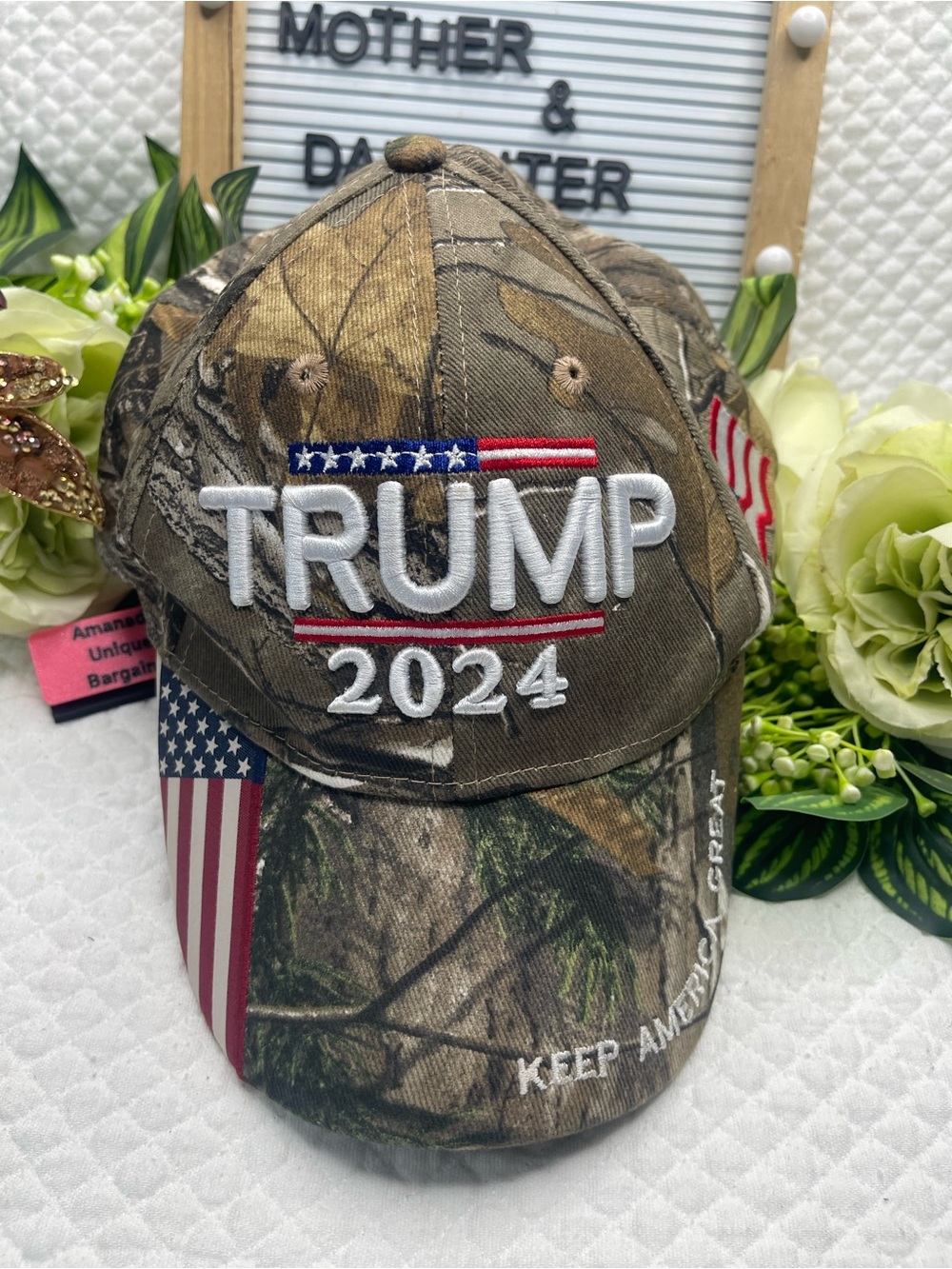 Trump 2024 Keep America Great Camo Baseball Hat USA Flag Adjustable Cap